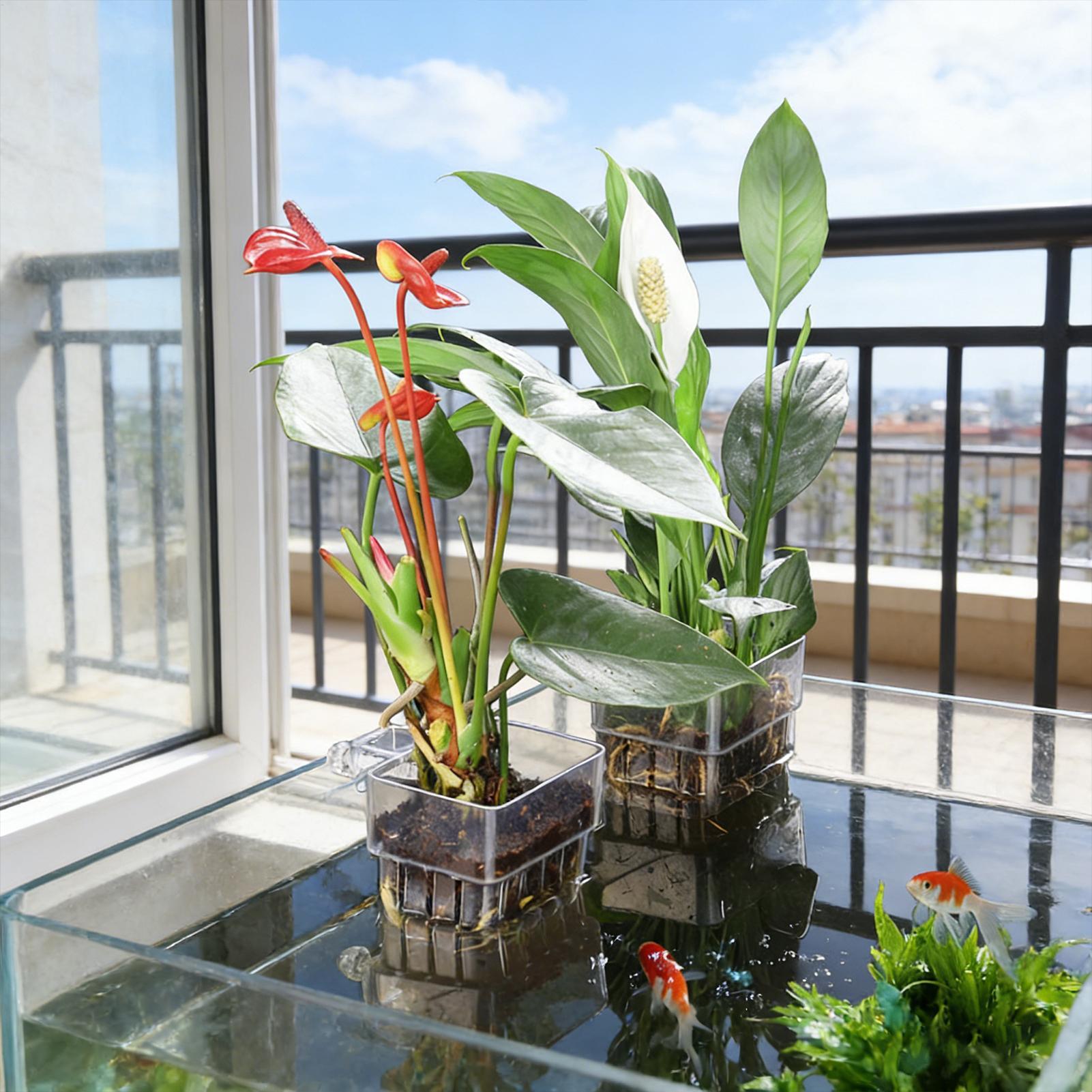 Aquarium Plant Basket Transpar - Aquarium Plant Holder ulasan dan harga