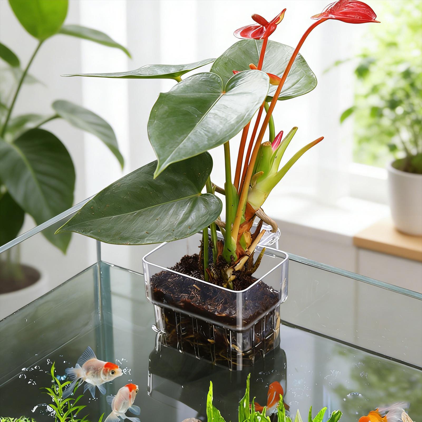 Aquarium Plant Basket Transpar - Aquarium Plant Holder ulasan dan harga