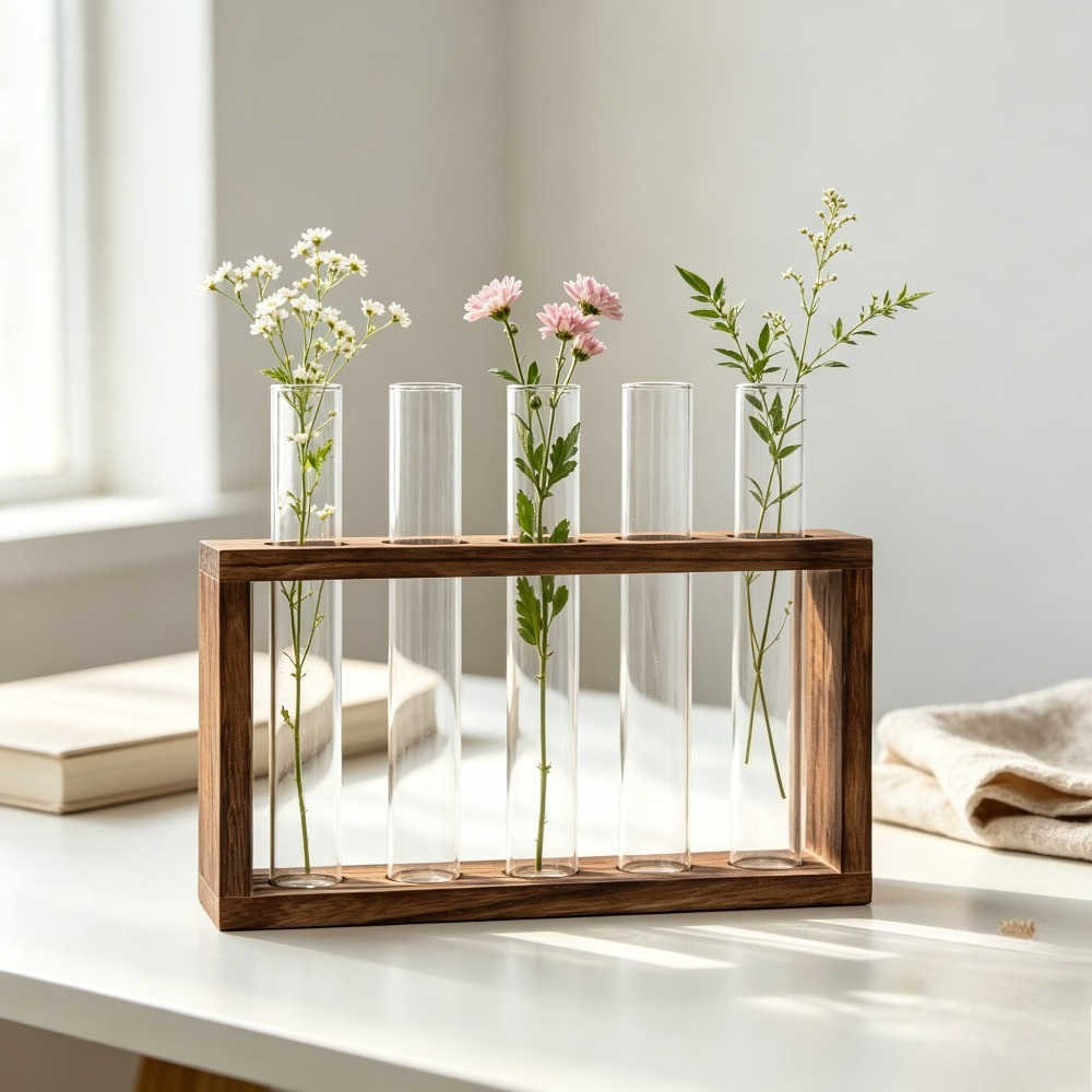 Wood Stand Test Tube Vase Clea - Tissue Culture Plant ulasan dan harga